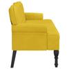 Yellow Velvet Upholstered Bench with Backrest 119.5 x 64.5 x 75 cm