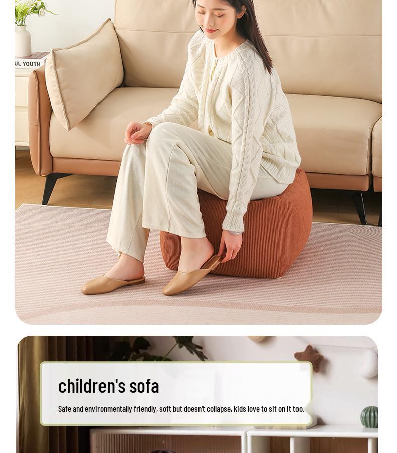 Corduroy Footstool: Removable Cushion, Washable, Perfect for Small Apartment Entrances.