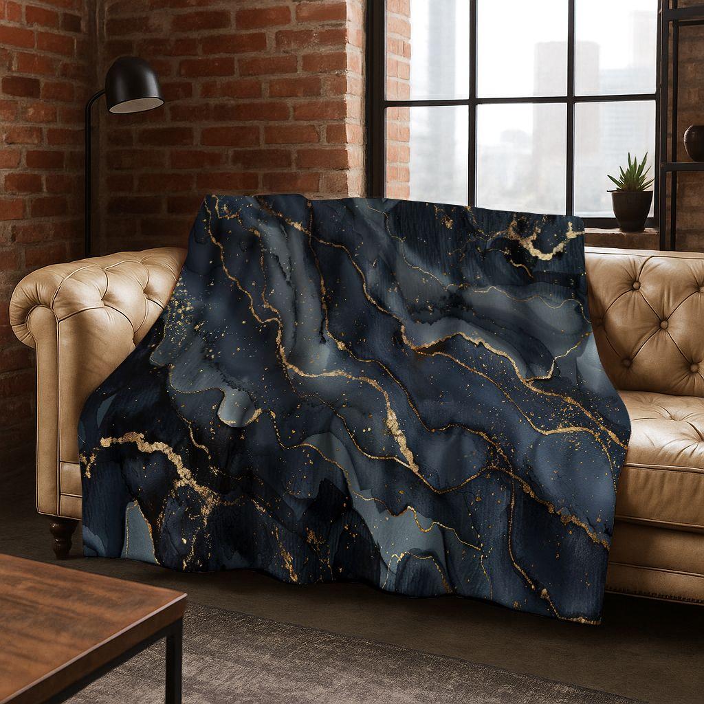 Dream Colorful Stone Texture Marble Black Green Gold Flannel Blanket,Cozy Soft Throw Blanket for Home Bedroom Bed Sofa Gift