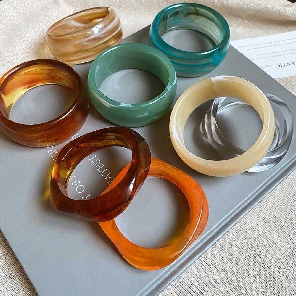 Round Resin Bangle Europe American Style Cuff Bangles Temperament Wide Open Bangle Women