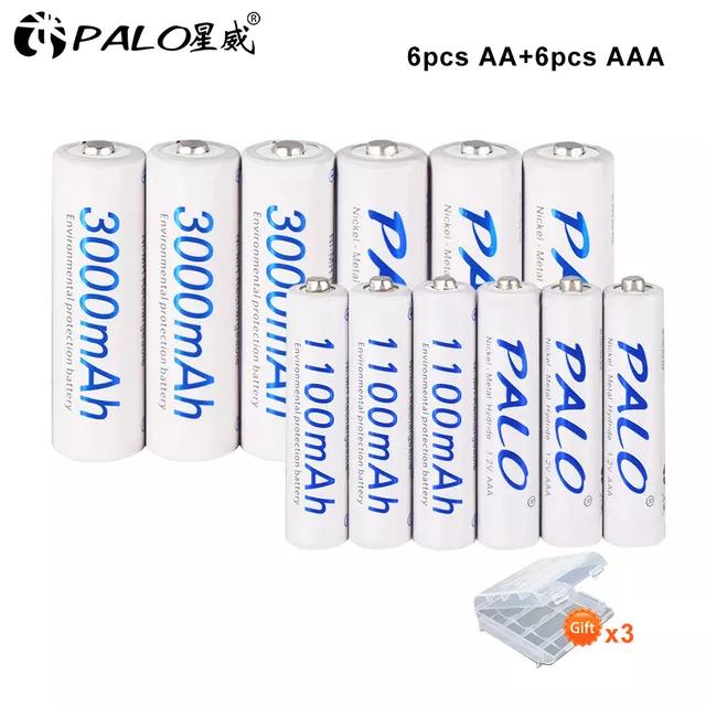 Аккумуляторы типа АА большой емкости, 3000 мАч, 1,2 В + аккумулятор типа ААА, 1100 мАч, 1,2 В, NI-MH аккумулятор типа АА ААА с коробкой