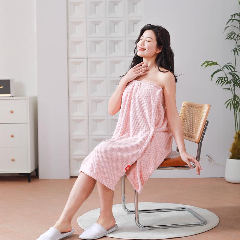 Женский махровый халат без бретелей, быстросохнущий: Впитывающее, Идеально для салонов, Нехлопковое банное полотенце-платье.