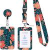 Flower Working Cards Holder Necklace Strap Retractable Badge Card Case  Card Protector