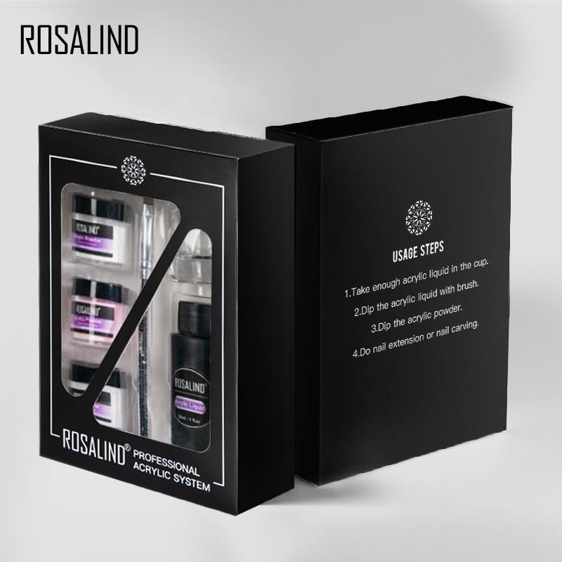 Набор акриловых порошков для ногтей Rosalind с кисточкой
