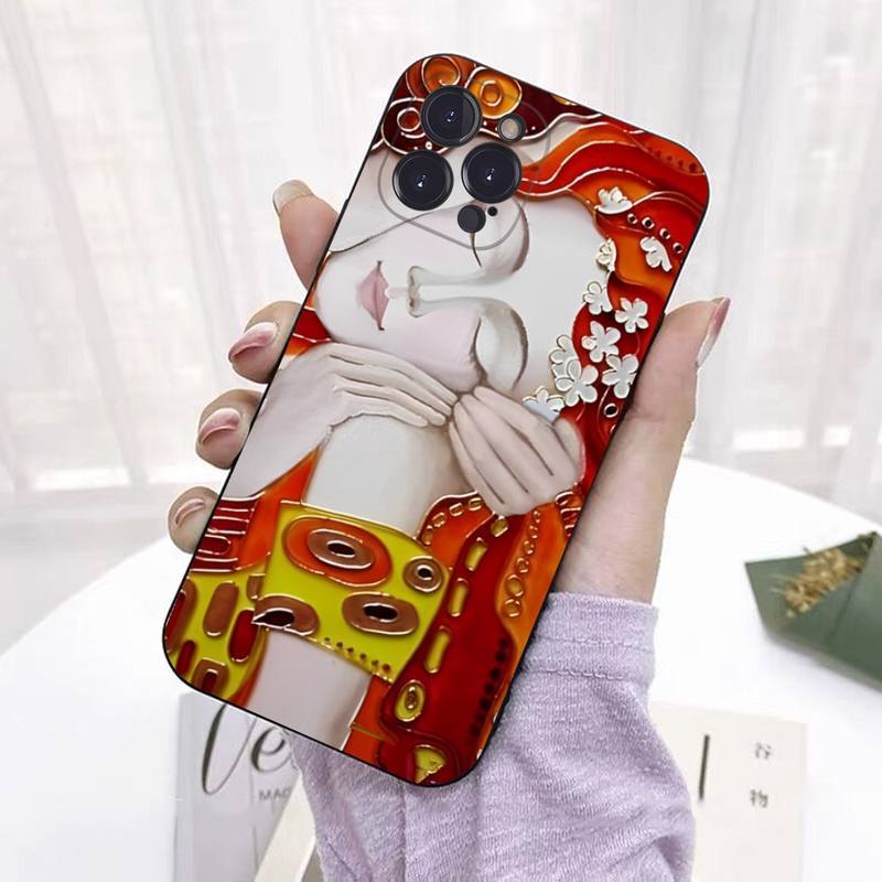 Мягкий силиконовый чехол для телефона Klimt Kiss для iphone 14 13 12 11 Pro Mini XS MAX 8 7 6 Plus X 2020 XR Shell
