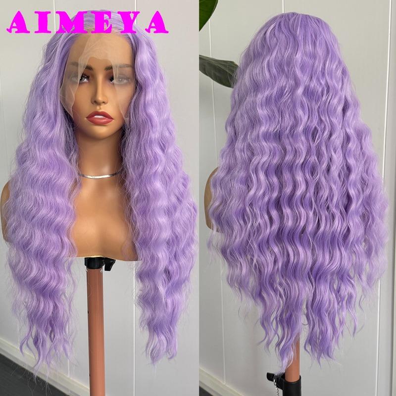 AIMEYA Бордовая кружевная парика Длинная волна Body Synthetic Hair Без клея 13x4 Кружевная передняя парика для женщин Винно-красные парики Повседневная носка Косплей