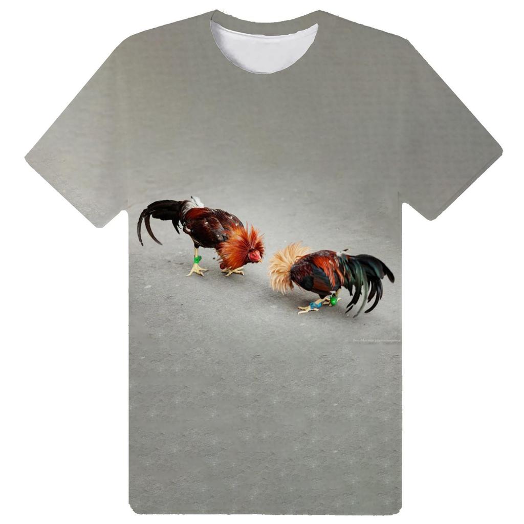 Летний топ с круглым вырезом и принтом «Петушиная игра», модные повседневные футболки с короткими рукавами для мужчин и женщин, для мальчиков и девочек, универсальные футболки