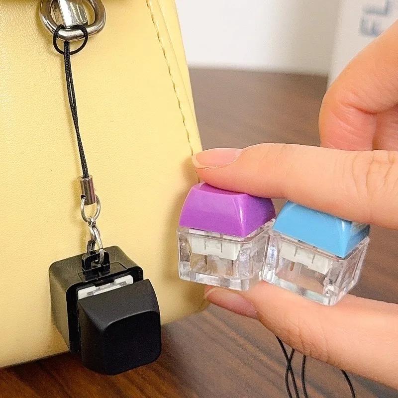 2025 New Creative Button Keychains Give To Friends Sand Sculpture Parody Decompression Pendant Luminous Keychain