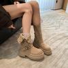 Brown Retro British Style Thick Heel Thick-soled Martin Boots Women's 2025 New Spring and Autumn Thin and Heightened Short Boots