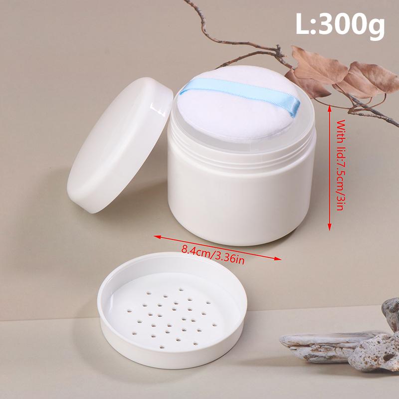 Многоразовый футляр для рассыпчатой пудры 200/250/300 г – С сифтером и пуховкой, для фиксации, хайлайтера и пудры для лица