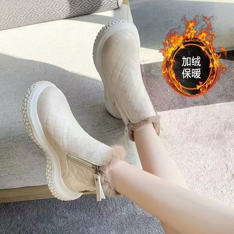 Зимние новые короткие ботинки флисовые утолщенные меховые интегрированные женские туфли зимние ботинки женские короткие теплые хлопковые туфли
