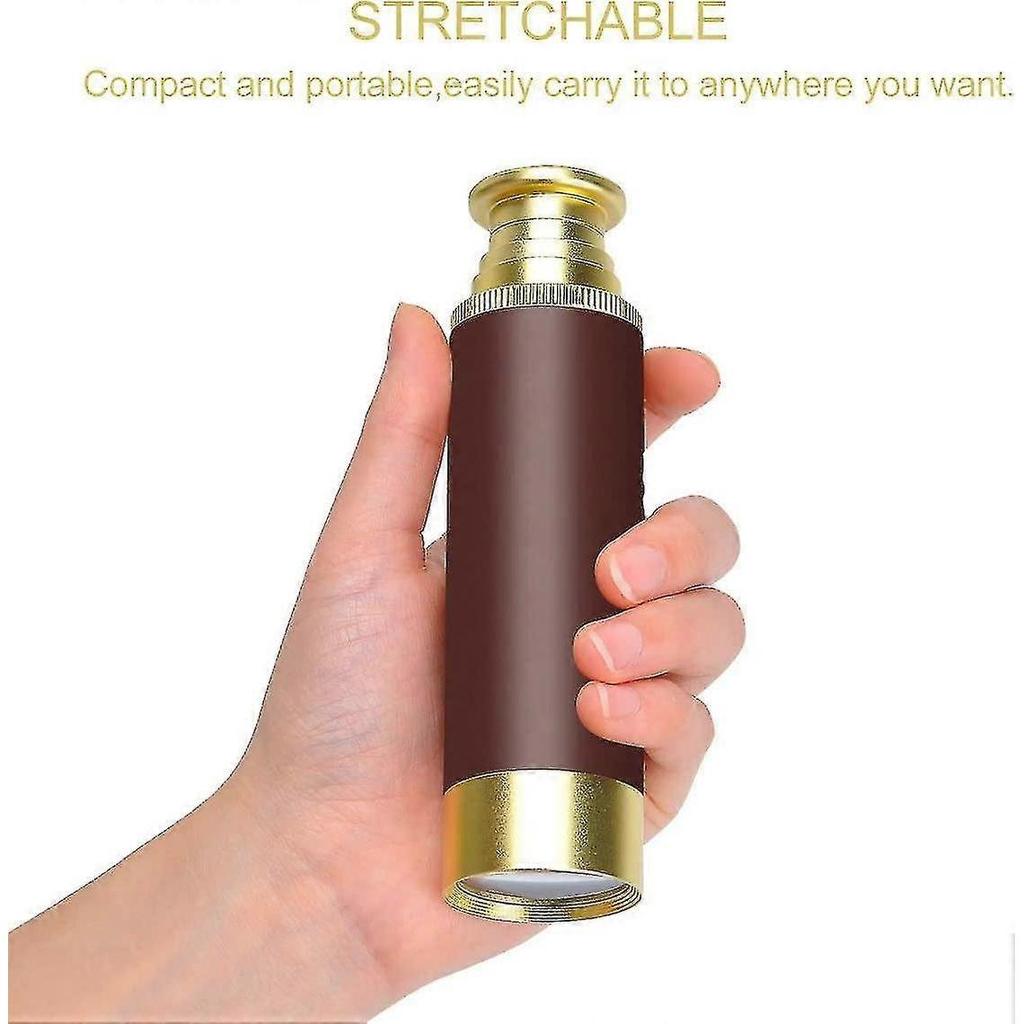 Retro Telescope Portable Pocket Monocular 4 Sections Copper Plated HD Monocular1 - RIpj