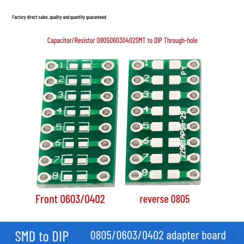 SOP8 SMD to DIP Adapter Board with SSOP8/TSSOP8 Compatibility, 0.65/1.27mm Pitch, Includes Pin Headers