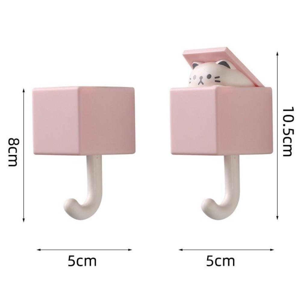 Punch Free Cute Cat Wall Hook Retractable Pop Up Wall Hanger For Keys Bags Towels