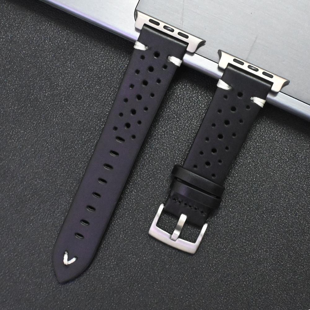 Натуральная кожаный ремешок для Apple Watch Ultra 3 2 1 49mm Серии 11 10 46mm 9 8 7 45mm Титановый ремешок IWatch 6 5 4 Se 3 44mm Correa