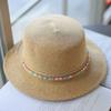 Small Colored Bead Rhinestone Decoration~ Holiday Sweet Wind Versatile Fashion Flat Top Hat Spring and Summer Sun Protection Straw Hat Woman