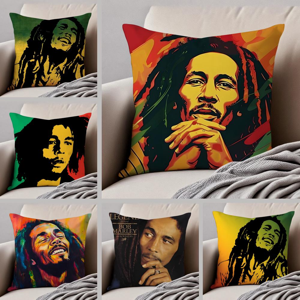 Legendary Jamaican Singer BBob MMarley Cushion Cover Throw Pillow Cover Hidden Button Durable Polyester Chair Cushion