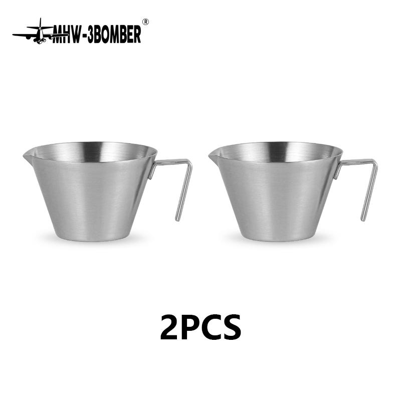 MHW-3BOMBER Нержавеющая сталь Эспрессо Мерная чашка с ручкой 2/3 Упаковка SEspresso Чашки 100 мл Домашние аксессуары для бариста Кофе