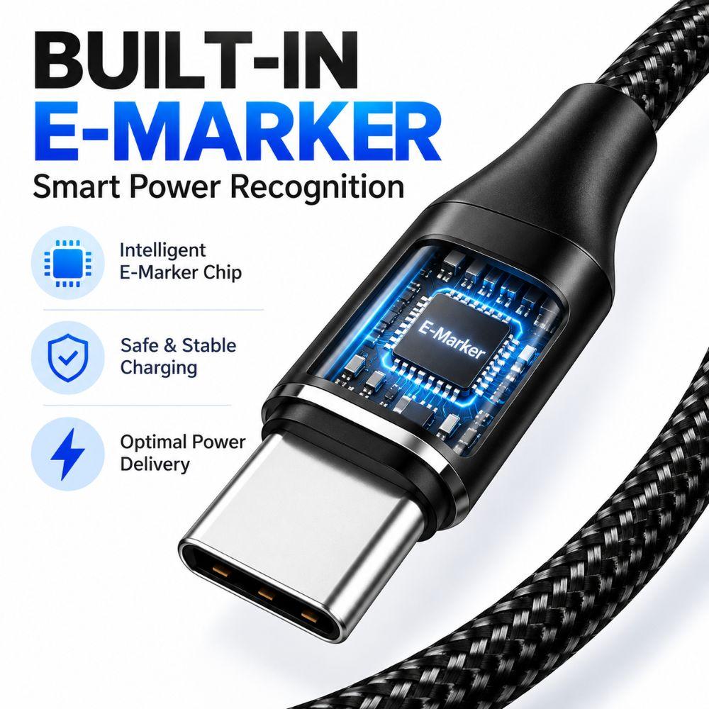 5A USB-C Charging Cable 100W PD USB-C Sync Cable Male to Male PD Fast Charge Lead File Transfer