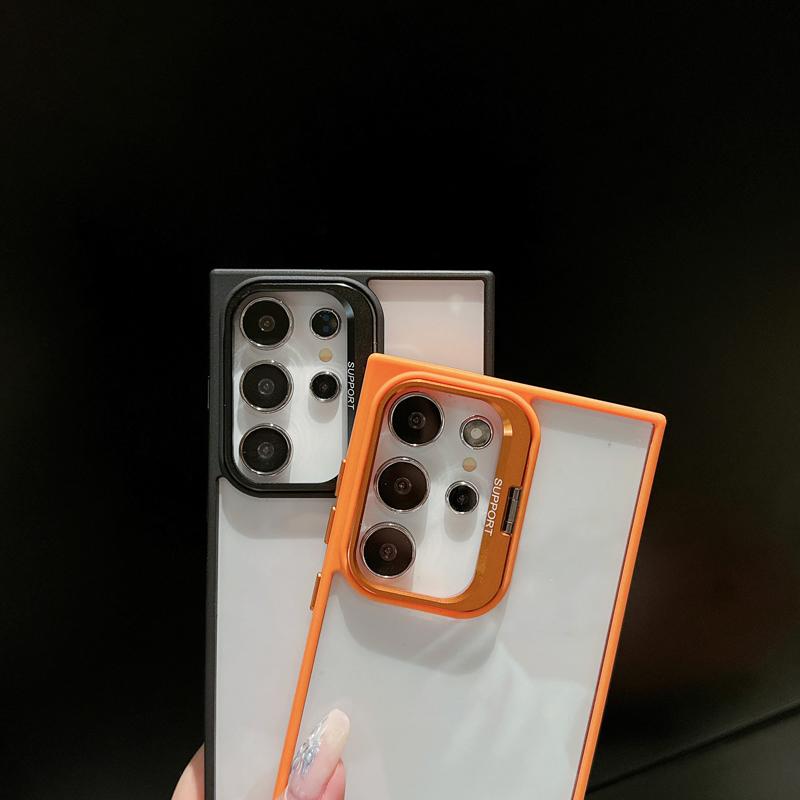 Металлическое кольцо для объектива, защитный чехол-подставка для Samsung Galaxy S24 S23 S22 Ultra Plus FE, защитное стекло для объектива камеры, прозрачная крышка