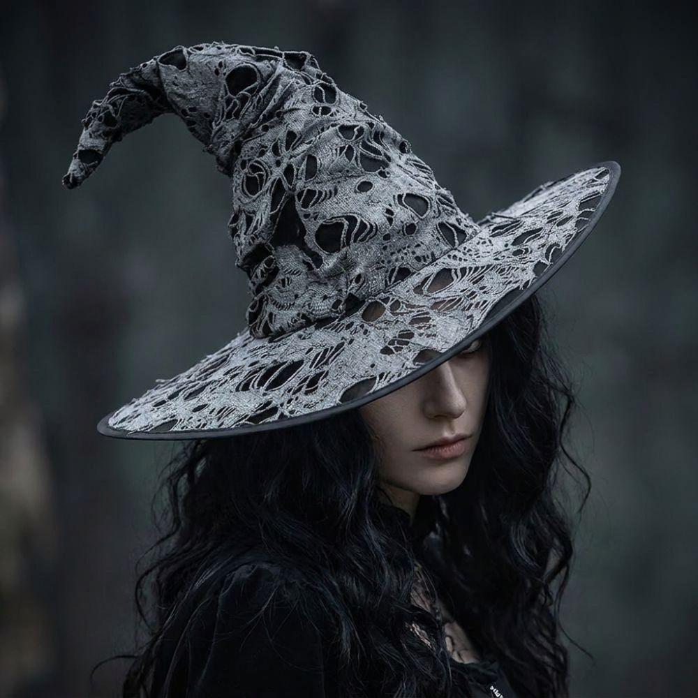 Tall Pointed Cone Top Halloween Wizard Hat Gothic Cosplay Witch Cap  Role Play