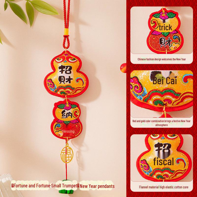 Подвеска к празднику весны 2025 года - год Змеи - колокольчик ветра бога богатства Фу для новогоднего украшения гостиной.