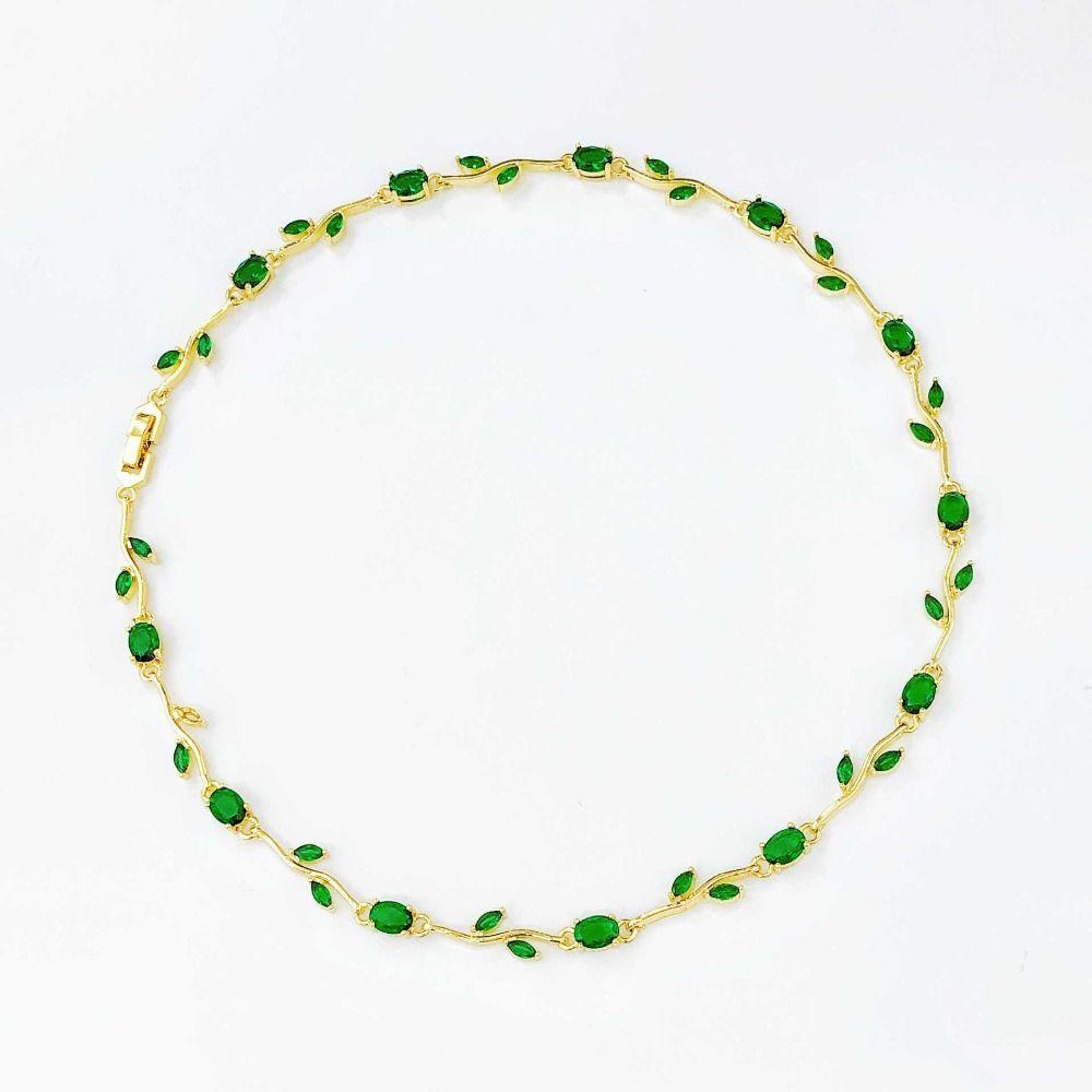 Multicolour Rose Flower Necklace Light Luxury Crystal Leaf Necklace Zircon Necklace  Women Girls