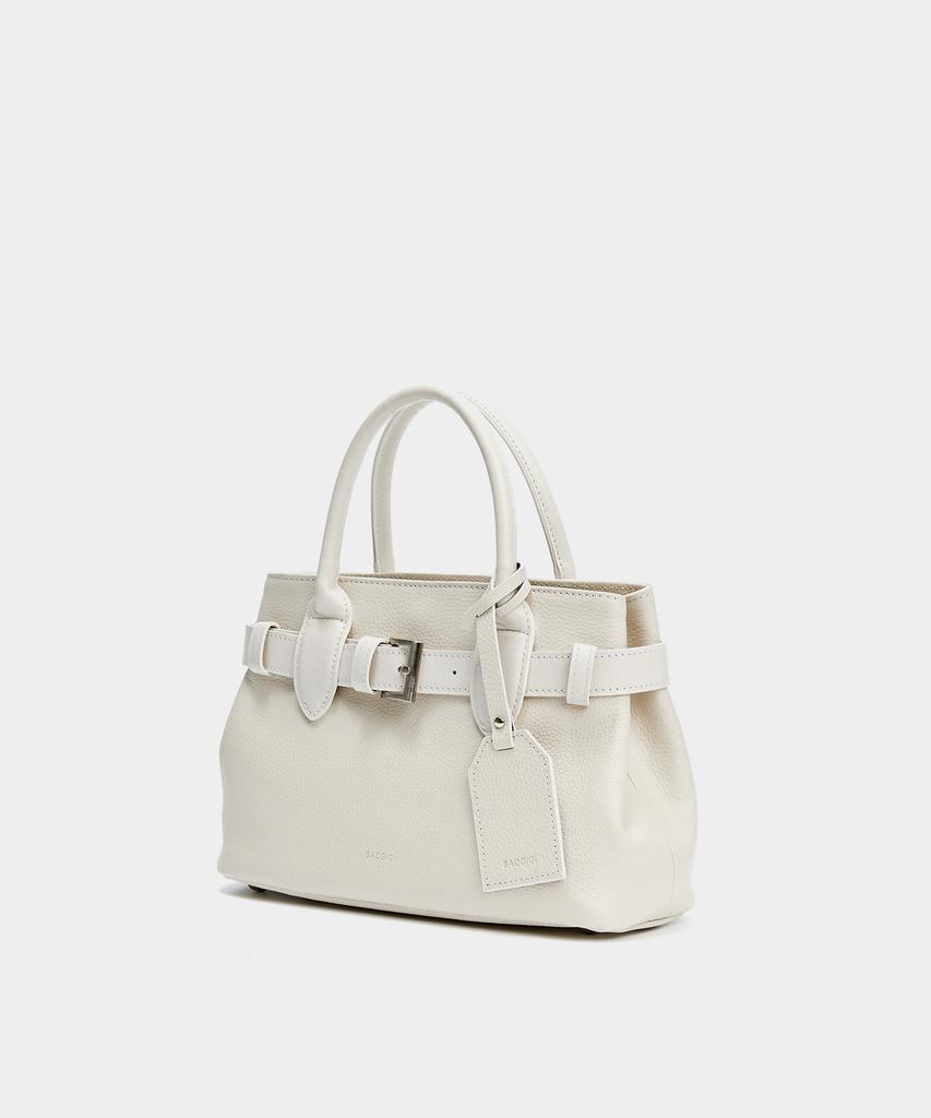 Badgigi Belt Leather Mini Tote Bag, Cream