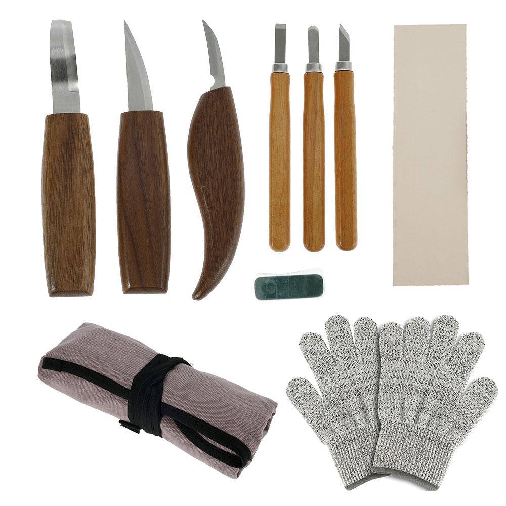 Wood Carving Tools Set with Detail Wood Carving Knife Wood Chisel Knife Gloves Carving Knife Sharpener Woodworking Tools