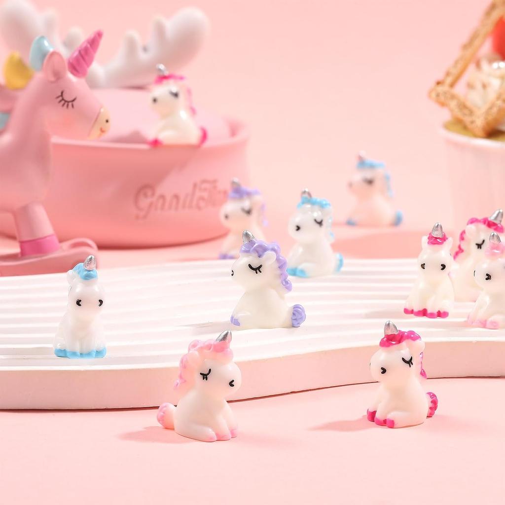 10/20Pcs Cute Mini Resin Unicorn Micro Landscape Ornaments Tiny Unicorn Figures For Diy Fairy Garden Glass Container Potted