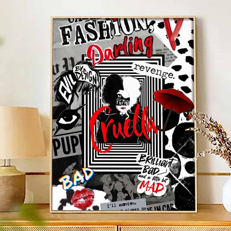 Disney Diamond Painting Kit Cruella 5D DIY, suitable for beginners and craft lovers, interior space decoration