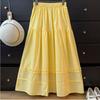 2025 Summer New Women Skirts Elastic Waist Solid Elegant Skirts Yellow Green