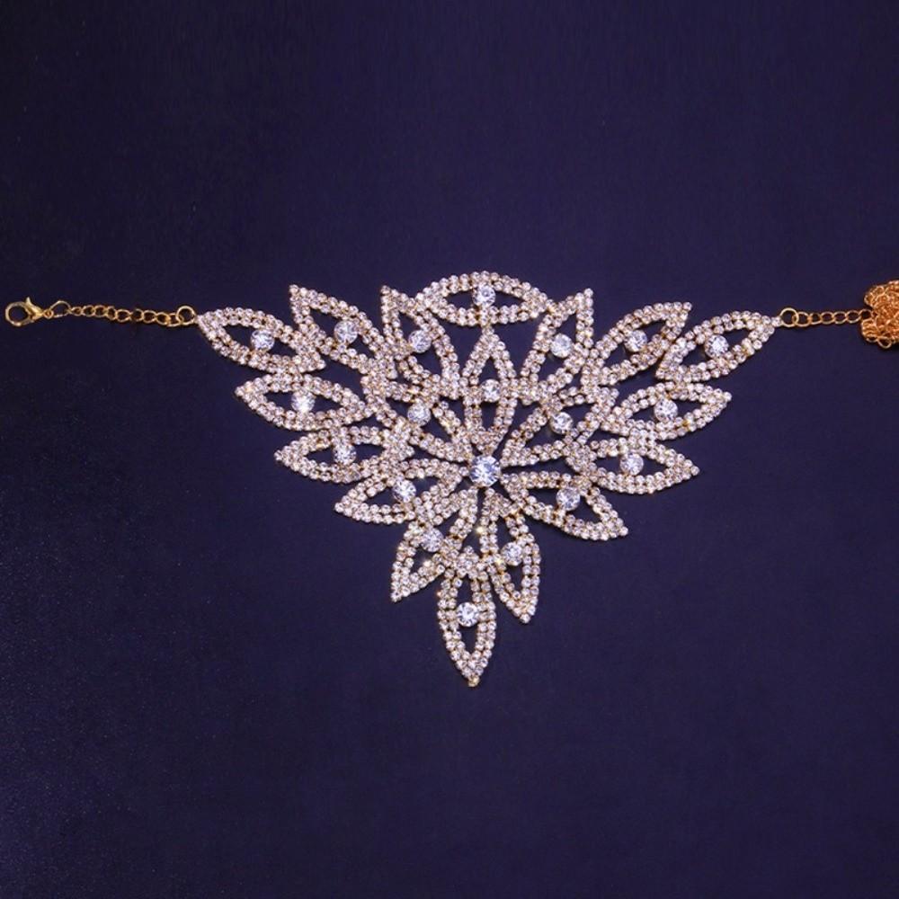 Adjustable Rhinestone Choker Necklace Exaggerated Collarbone Chain Pendant Necklace for Women