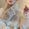 Scarf Women'S Winter Thickened Warm Plush Rex Rabbit Hair Cross Korean Version Versatile Scarf Fashion Pearl Small Scarf