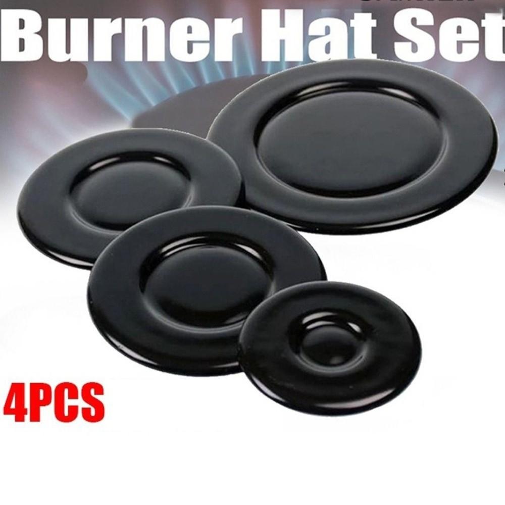 4pcs Concave Shape Cooker Hob Burner Cap Metal Flame Cap Cookware Tools Burner Crown Oven Use