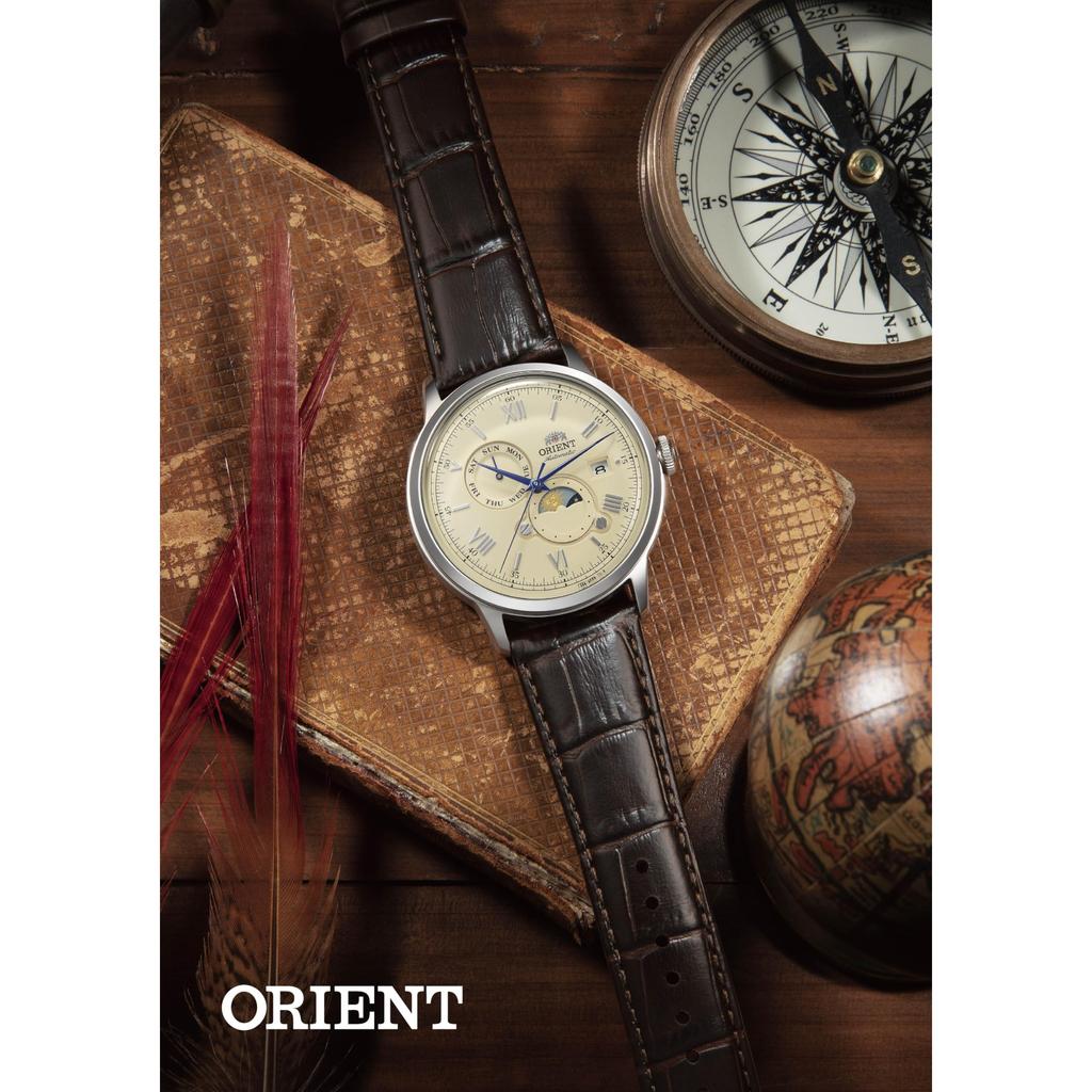 Orient Мужские автоматические часы Bambino Sun & Moon - цвет слоновой кости, механический механизм, внутренняя гарантия