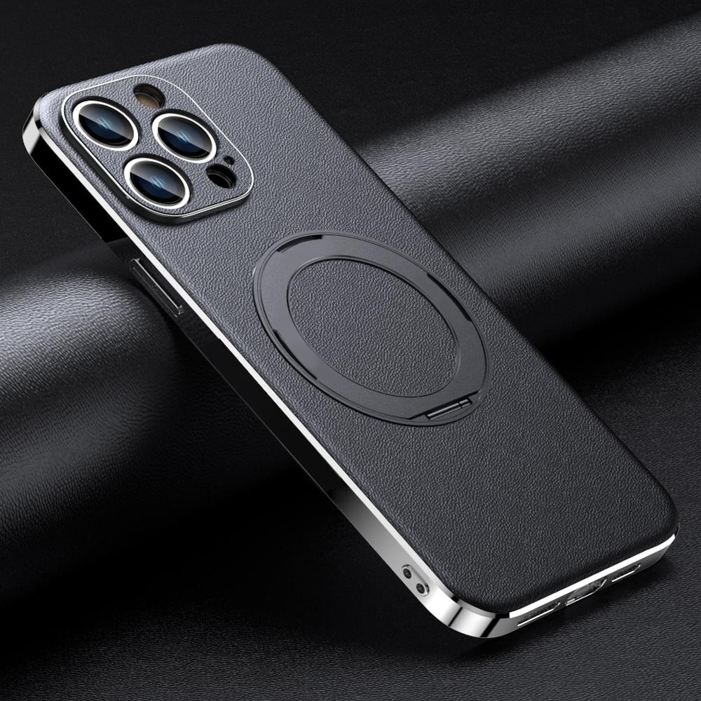 Чехол из натуральной кожи Magsafe для iPhone 16 14 12 13 15 Pro Max 16Pro Luxury Lens Protection Magnetic Holder Back Cover