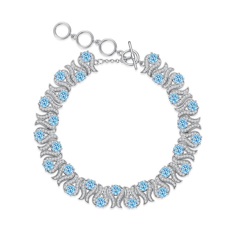 Natural Crystal Stone Bracelet S925 Sterling Silver Women Luxury Inlaid Gemstone High End Design European American Style Jewelry Gift