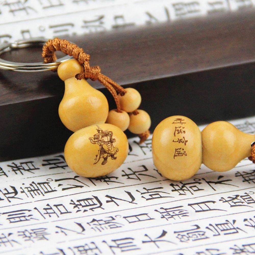 Key Chain Ornaments Car Key Ring Peach Wood Keyring Good Luck Gourd Chinese Traditional Keychain