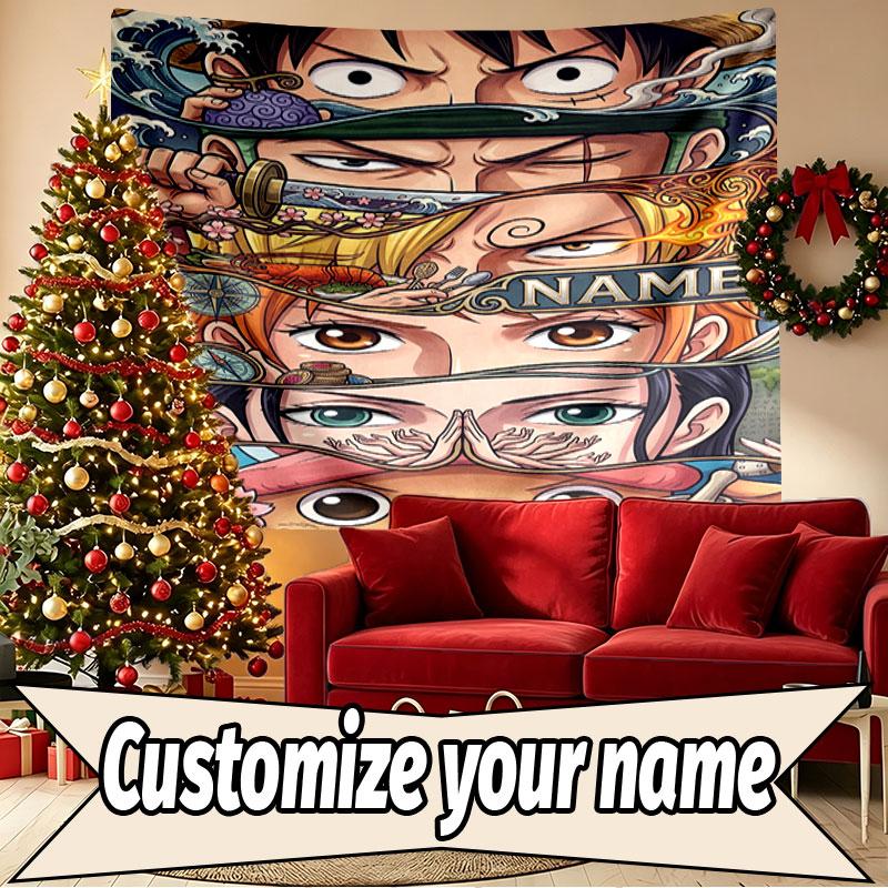 Custom Name Personalized ONE PIECE Print Tapestry, Wall Art Decor, Bedroom, Dorm, Apartment, LivingRoom, Party Backdrop, Gift for Birthday