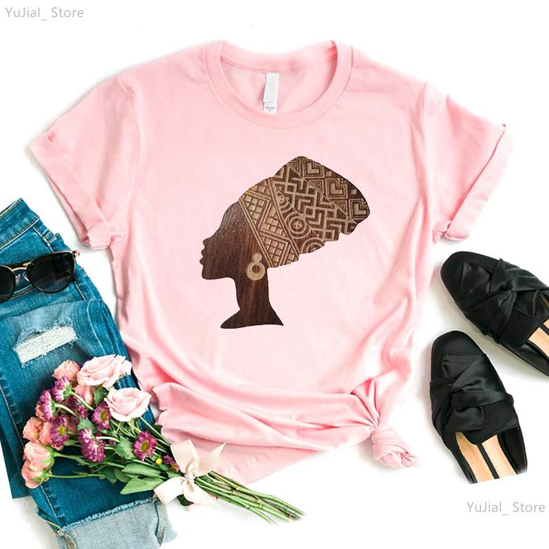 Винтажная черная женская футболка Pure African T Shirt Women Melanin Shirt Aesthetic Clothes Haut Femme Summer Tops White Female T-Shirt