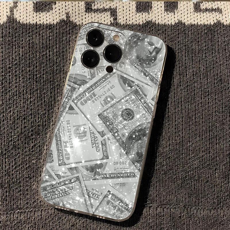 Девчачий блестящий чехол-кошелек с долларами прозрачный для iPhone 16E 16 15 14 13 12 11 Pro Max Mini X XS XR 7 8 Plus SE2 противоударный