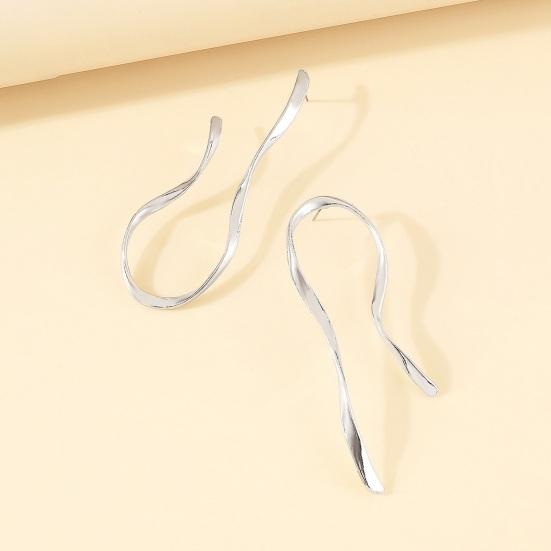 1 пара простых преувеличенных асимметричных металлических серег-гвоздиков, винтажные изогнутые серьги-капли, модные ювелирные аксессуары, подарок