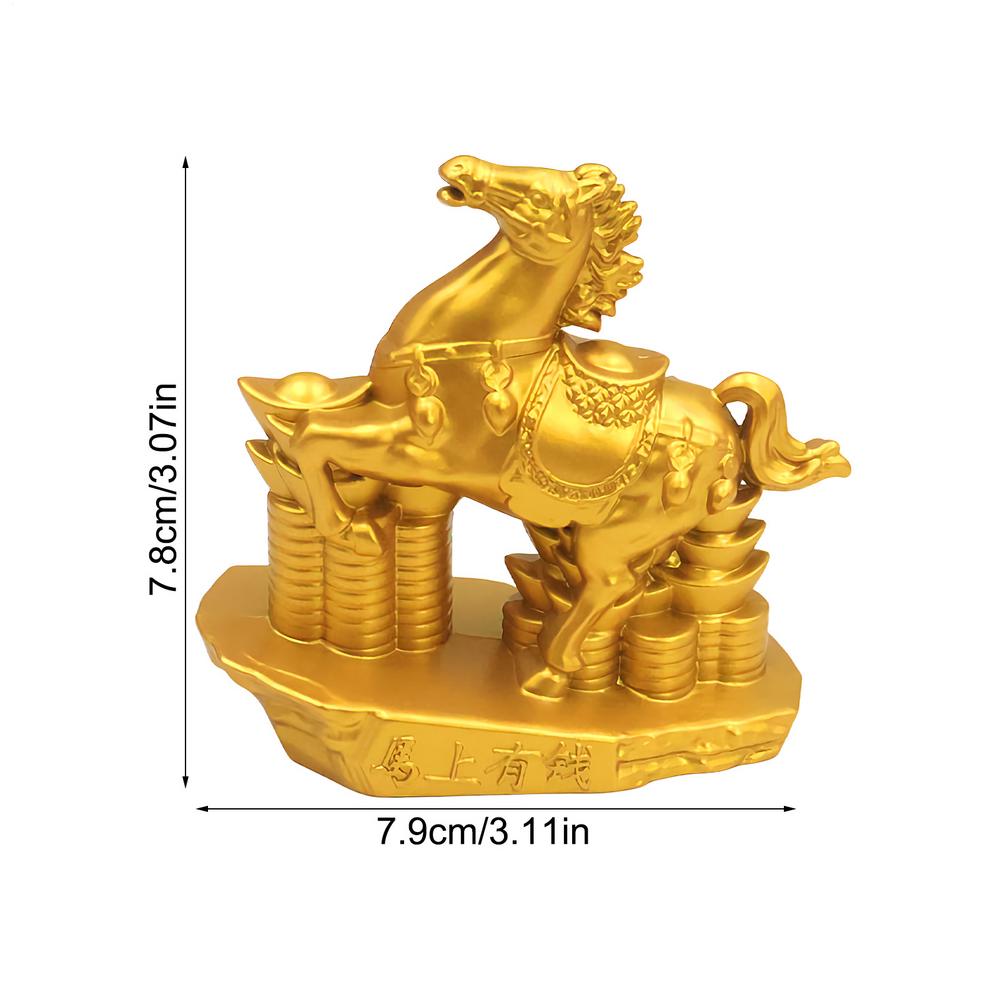 Металлическая статуэтка золотой лошади, талисман фэн-шуй, украшение года лошади, китайский Новый год, животное-символ богатства, фигурка для дома, офиса, настольное украшение