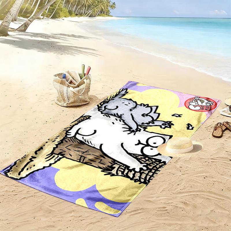 Simon's Cat 2D Flat Print Beach Towel, Large Soft Quick Dry Towel for Beach Camping Swimming.MSTJ0918541