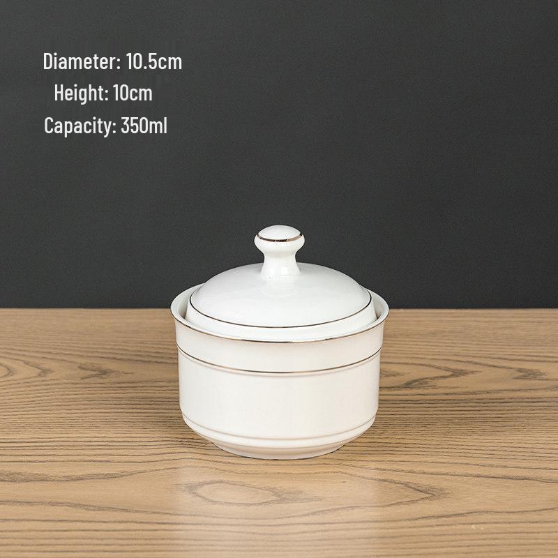 Ceramic Double Boiler Stew Pot with Lid for Soup, Bird's Nest, and Steamed Eggs