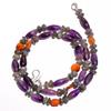 Natural Amethyst Labradorite Carnelian Gemstone Smooth Beads Necklace 17" UB2948 UB-2948