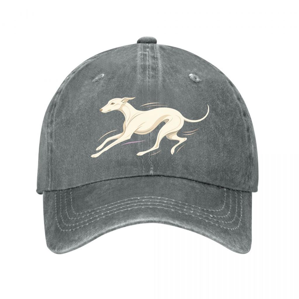 Elegant Sighthound Motion Line Art New Vintage Washed Cotton Baseball Cap Sun Hats