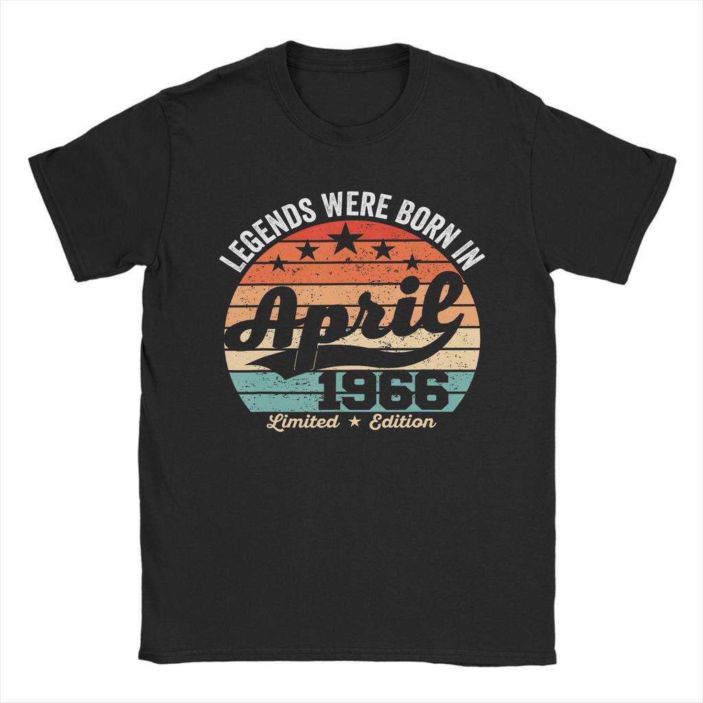 Mens Vintage th Birthday Legends were Born in April T Shirts Cotton Clothes Funny Short Sleeve Crewneck Tee Shirt