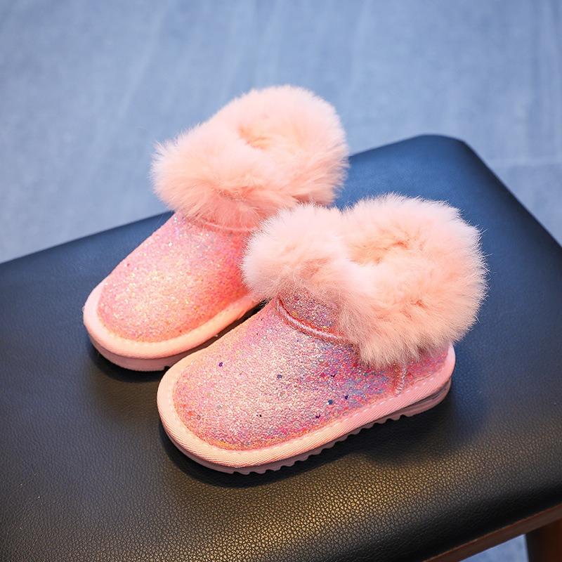 Модные новые яркие детские ботинки зимние утолщенные детские сапоги бархатные теплые холодные детские хлопковые сапоги с блестками зимние сапоги